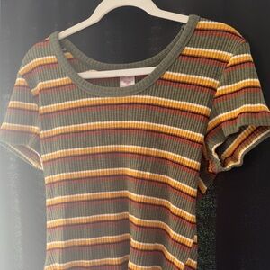 Striped Ribbed Women Top